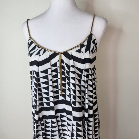 WITCHERY gold snake chain strap midi dress women's size 4 - 6 black white splits - Picture 7 of 12